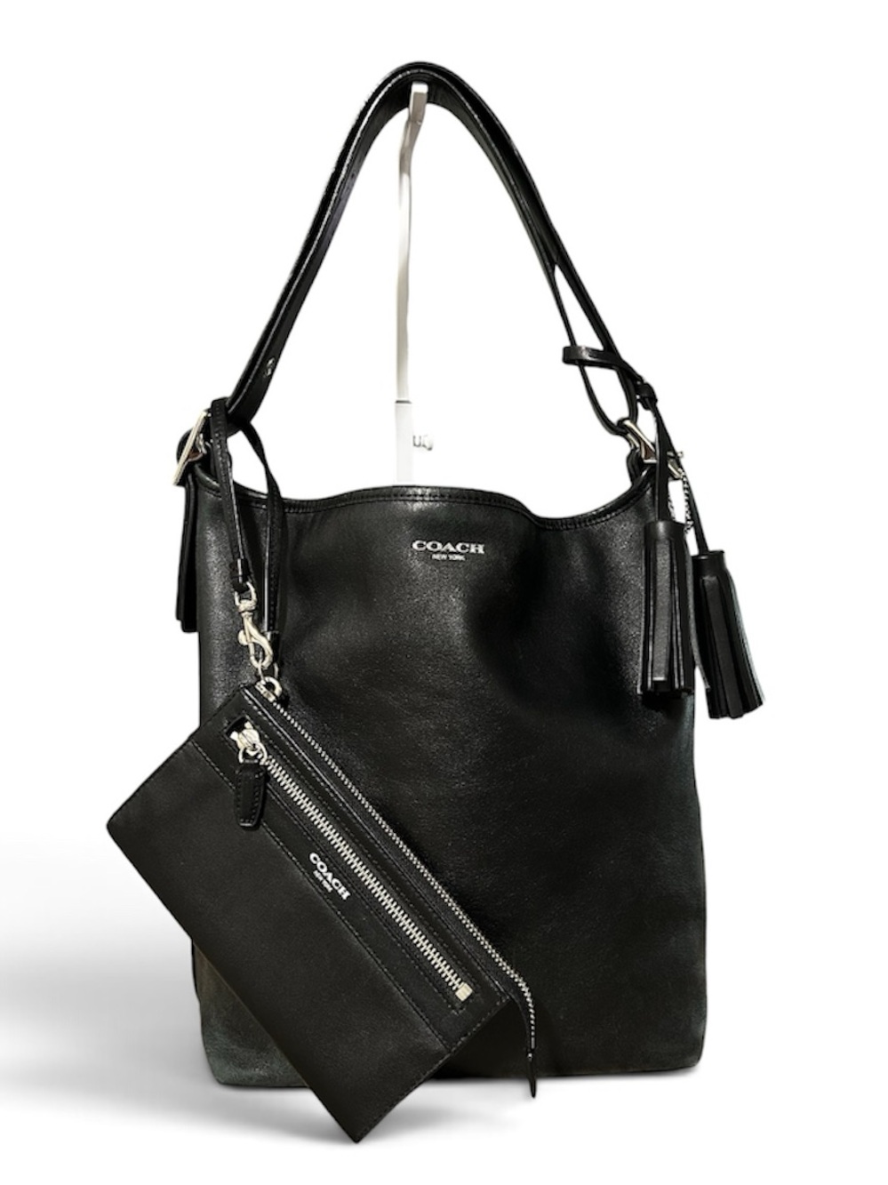 COACH Black Leather Legacy Shoulder Tote with Zip Wristlet Style 19889 Y2K
